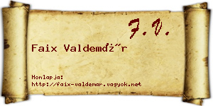Faix Valdemár névjegykártya